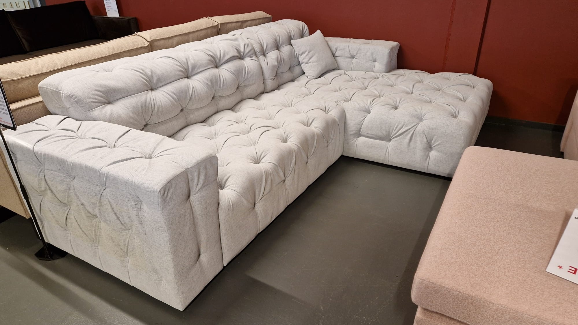 Showroommodel Loungebank Malibu Grijs - Rechts - Niet in originele verpakking - Kans op schade