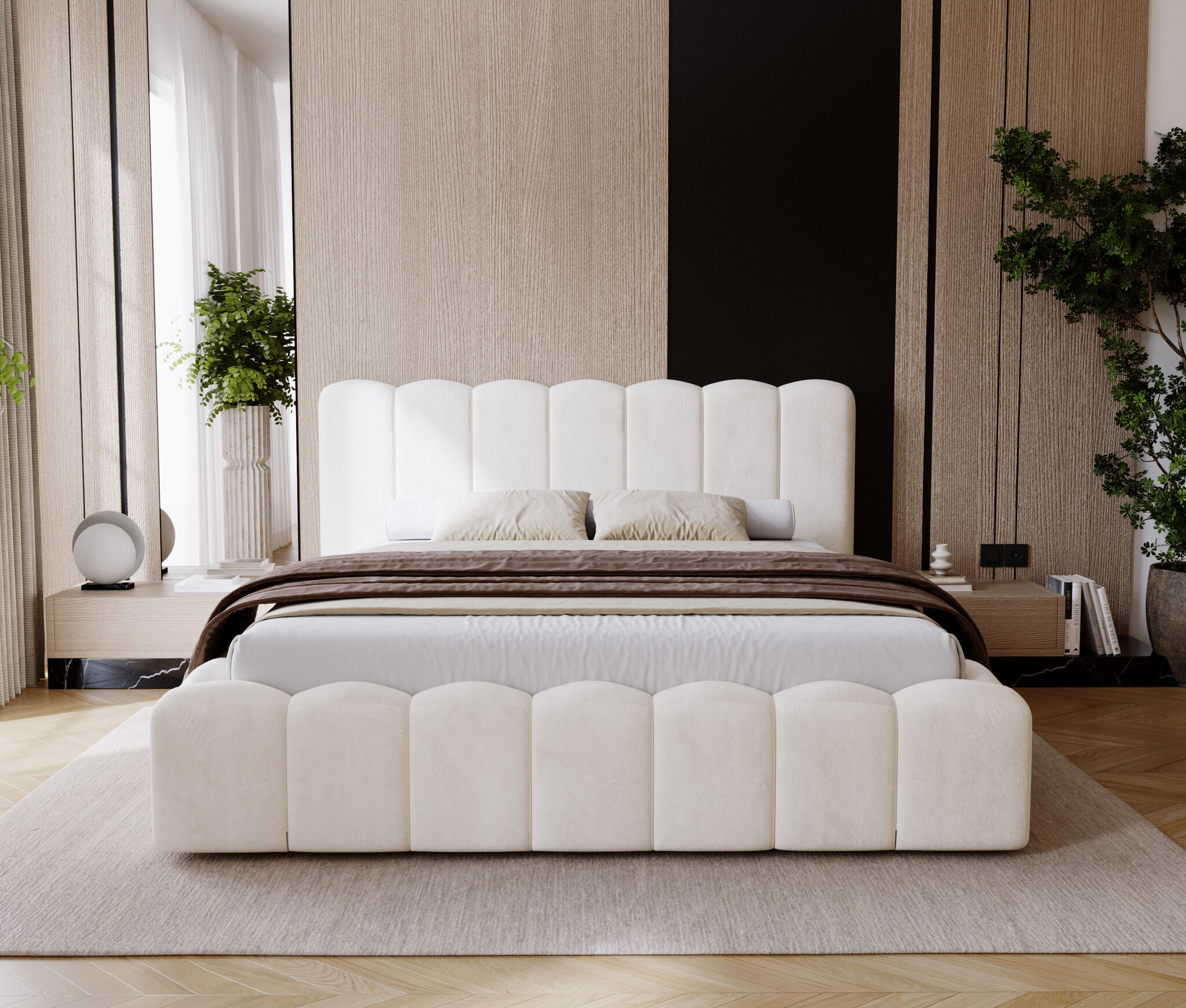 2dekans Opberg Bed Boris 180 x 200 Velvet Taupe - Boutgaten komen niet overeen - Zelf monteren (Niet in originele verpakking)