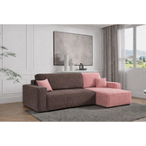 2dekans Hoekbank Karlo 2-Kleurig - Ribstof Roze + Lila - Universeel - Slaapbank met opbergruimte [Niet in originele verpakking]