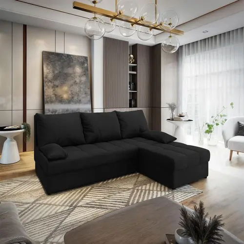 2dekans Hoekbank Rio - Zwart - Universeel - Slaapbank met opbergruimte [Niet in originele verpakking - Kans op schade]