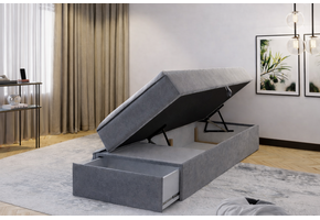 2dekans Opberg Box met Lade - Rechts | 70 x 200 Grijs - incl. Matras  (Stofschade - Niet in originele verpakking - Kans op schade)