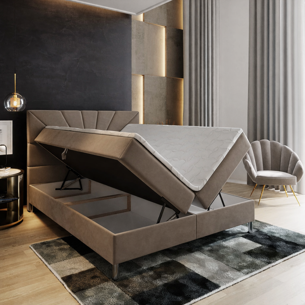 2dekans Opberg Boxspring Sunny 180 x 210 Skaileer Beige - Incl Pocketvering (Niet in originele verpakking - Kans op schade)