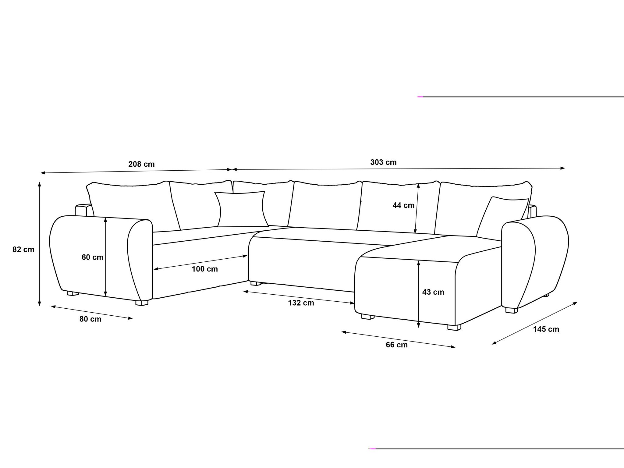 2dekans Slaapbank met opbergruimte Max | Rechts | Skaileer Zwart - U-bank XL - (Kuil - Niet in originele verpakking)