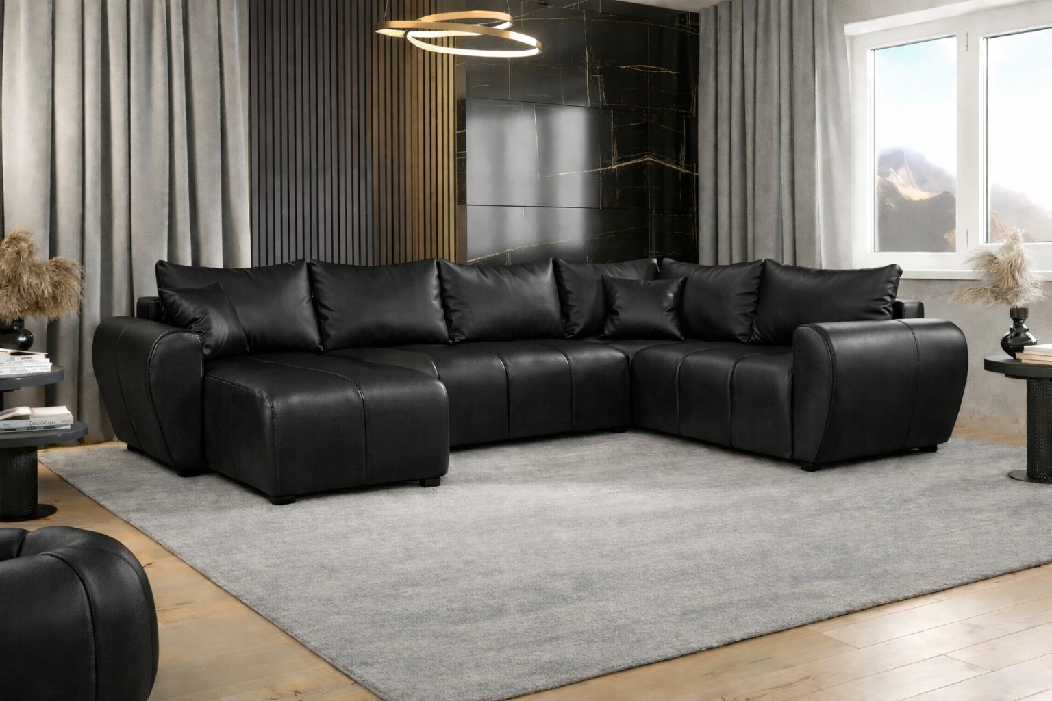 2dekans Slaapbank met opbergruimte Max | Rechts | Skaileer Zwart - U-bank XL - (Kuil - Niet in originele verpakking)