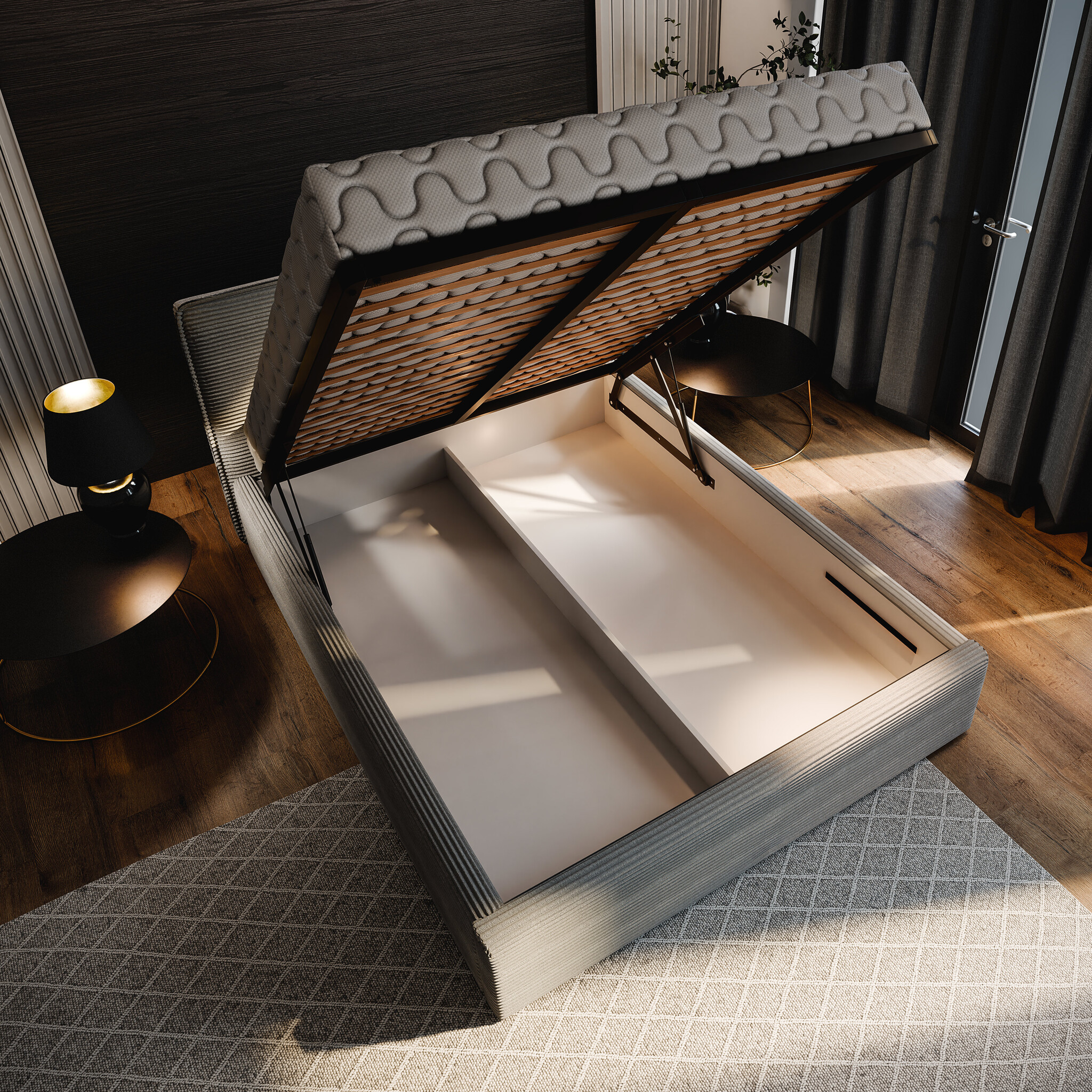 OP=OP Opberg Bed Parma 180 x 200 Ijsblauw