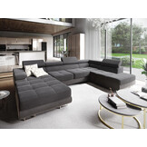 OP=OP Slaapbank met opbergruimte Sem | Rechts | U-bank XL - Velvet Grijs