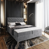 2dekans Opberg Boxspring Chevron 160 x 200 Velvet Licht Grijs - Krakend geluid + Schade - Niet in originele verpakking