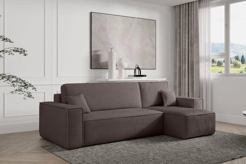 2dekans Hoekbank Karlo Ribstof Taupe - Universeel - Slaapbank met opbergruimte [Niet in originele verpakking]