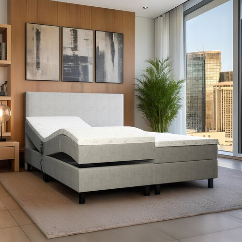 2dekans Elektrische Boxspring Basic | 160 x 200 Grijs - (Stofschade - Niet in originele verpakking)