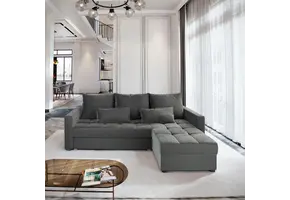 2dekans Hoekbank Kos Antraciet - Universeel - Slaapbank met opbergruimte [Lichte stofschade - Niet in originele verpakking - Kans op schade]