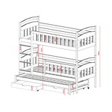 OP=OP Stapelbed met Lade Bas - 3-persoons -Wit - 90 x 200 - Kinderbed