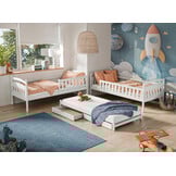OP=OP Stapelbed met Lade Bas - 3-persoons -Wit - 90 x 200 - Kinderbed