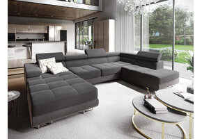 2dekans Slaapbank met opbergruimte Sem | Links | U-bank XL - Velvet Grijs (Stofschade + Niet in originele verpakking)