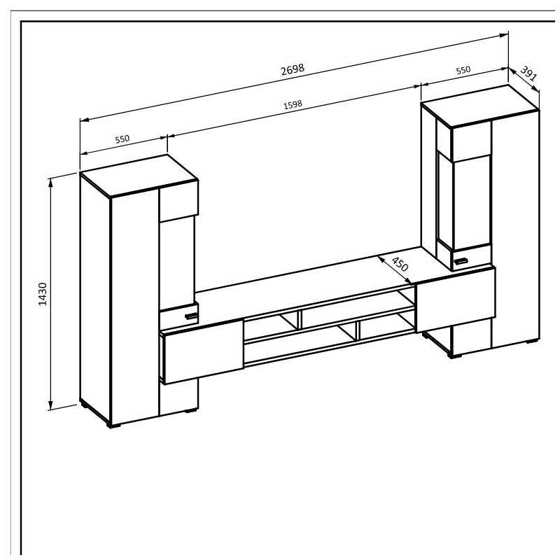 Wandcombinatie Koblenz - Wotan Eiken / Wit