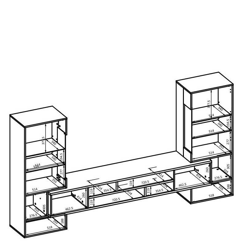 Wandcombinatie Koblenz - Walnoot / Zwart