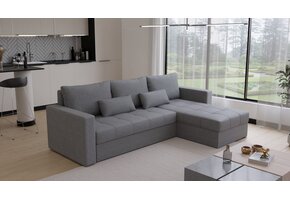 2dekans Hoekbank Kos Grijs - Universeel - Slaapbank met opbergruimte [Stofschade zijkanten - Niet in originele verpakking]
