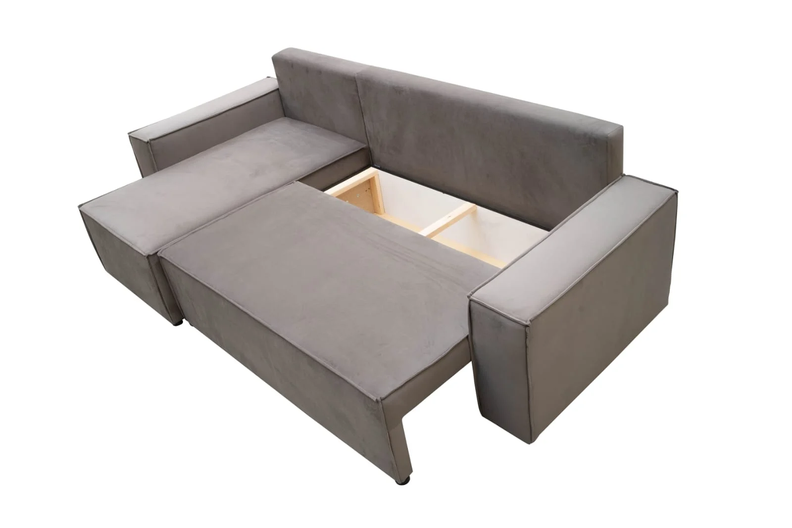 2dekans Slaapbank Karlo - Velvet Beige - L-Hoekbank 3-zits met opbergruimte - Universeel | Niet in originele verpakking - Kans op schade)