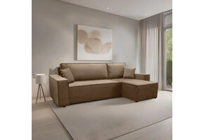 2dekans Slaapbank Karlo - Velvet Beige - L-Hoekbank 3-zits met opbergruimte - Universeel | Niet in originele verpakking - Kans op schade)