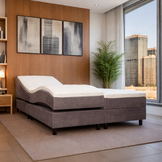 2dekans Elektrische Boxspring 160 x 200 Suede Taupe | Basic | Zonder Hoofdbord - (Niet in originele verpakking - Kans op schade)
