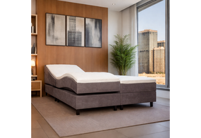 2dekans Elektrische Boxspring 160 x 200 Suede Taupe | Basic | Zonder Hoofdbord - (Niet in originele verpakking - Kans op schade)