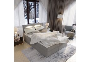 OP=OP Opbergboxspring met Lade Lucius - 140 x 200 Velvet Grijs