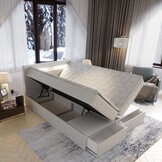 OP=OP Opbergboxspring  Lucius - 140 x 200 Velvet Grijs