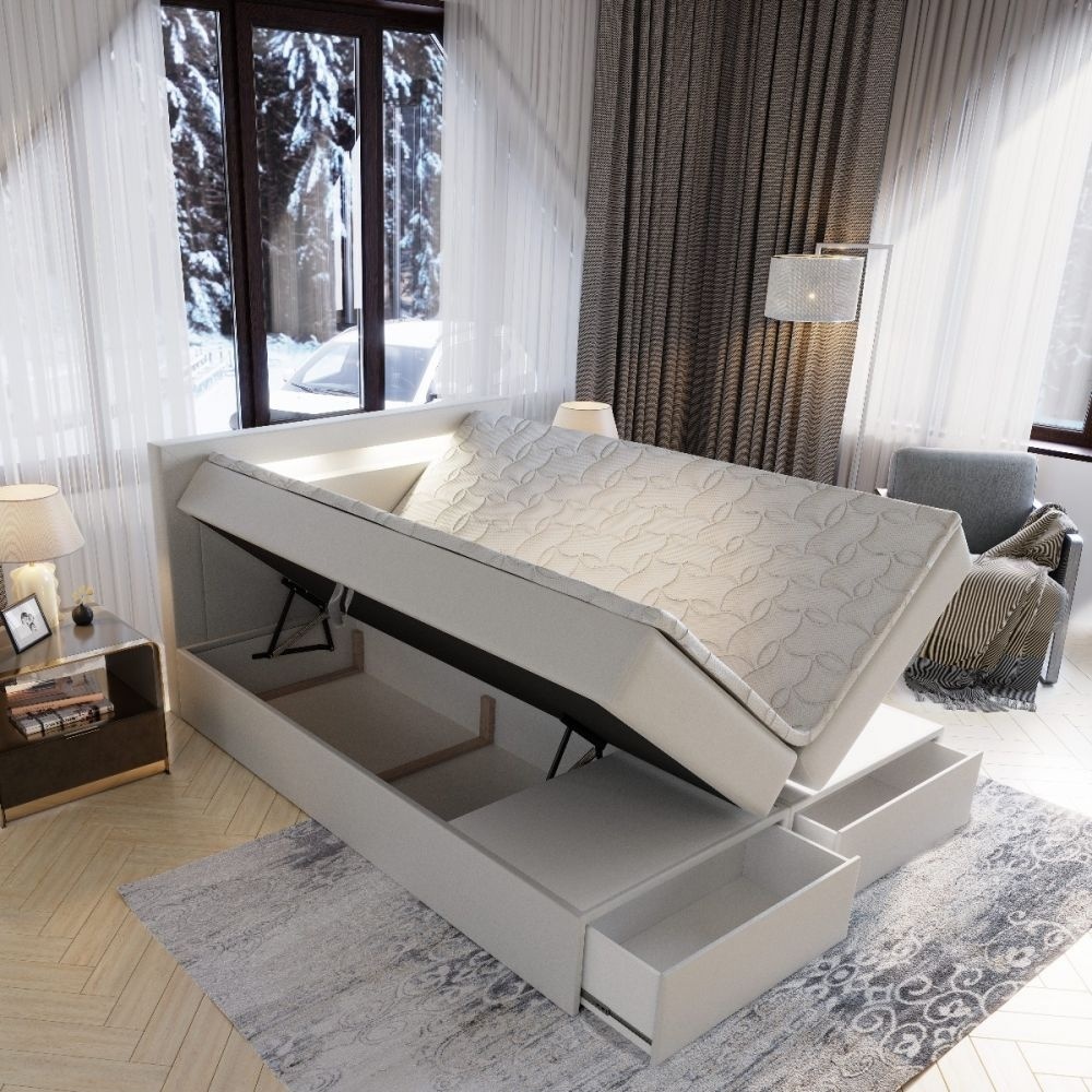 OP=OP Opbergboxspring  Lucius - 140 x 200 Velvet Grijs