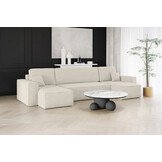 2dekans U-bank Karlo - Ribstof Creme - Slaapbank met opbergruimte -  4 zits (Niet in originele verpakking)