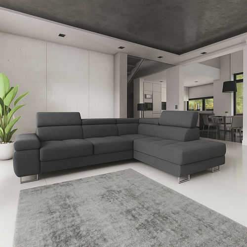 OP=OP Slaapbank met opbergruimte Sem | Hoekbank - Antraciet - Rechts