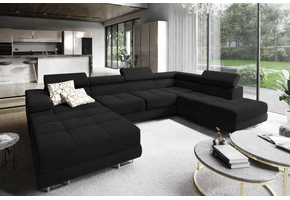 OP=OP Slaapbank met opbergruimte Sem | Rechts | U-bank XL - Zwart