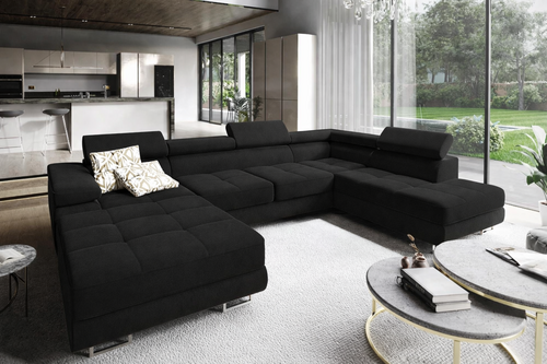 OP=OP Slaapbank met opbergruimte Sem | Rechts | U-bank XL - Zwart