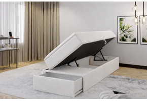 OP=OP Opberg Boxspring met Lade 90 x 220 Skaileer Wit - Rechts