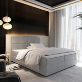 OP=OP 40 cm Opberg Boxspring Levi 180 x 200 Grijs | Incl. Voetbord + Pocketvering matrassen