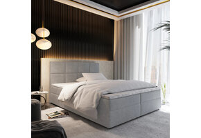 ACTIEDEAL 40 cm Opberg Boxspring Levi 180 x 200 Grijs | Incl. Voetbord + Pocketvering matrassen