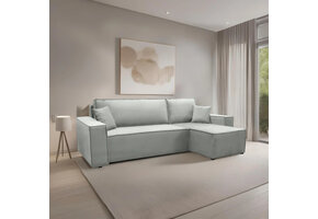 2dekans Slaapbank Karlo - Velvet Grijs - L-Hoekbank 3-zits met opbergruimte - Universeel | Niet in originele verpakking - Kans op schade)