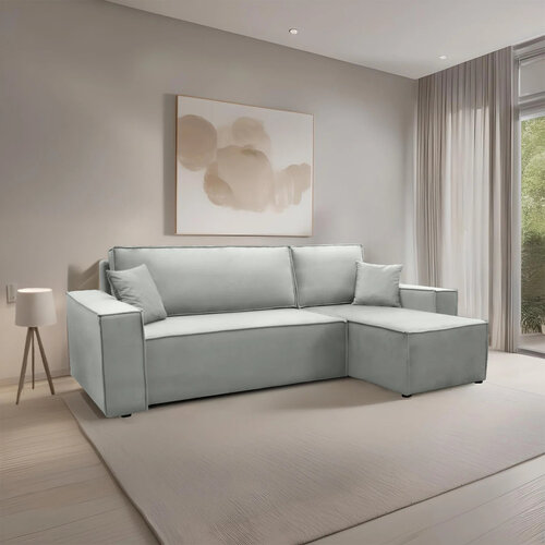 2dekans Slaapbank Karlo - Velvet Grijs - L-Hoekbank 3-zits met opbergruimte - Universeel | Niet in originele verpakking - Kans op schade)