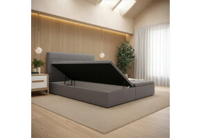 OP=OP Opberg Boxspring zonder Matras Levi | 160 x 210 Suede Antraciet | Incl. Levi Voetbord