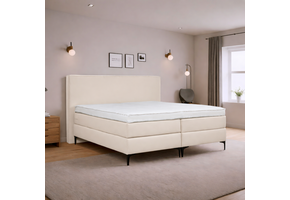 OP=OP Vaste boxspring Amber - Antislip - 180 x 200 Skaileer Lichtbeige | Incl. luxe pocket boxen + pocketvering