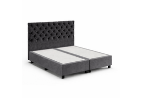 OP=OP Opberg Boxspring zonder Matras Yara | 160 x 200 Velvet Antraciet - 40 cm hoge opslagruimte | 2 verschillende stoffen