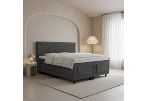 OP=OP Elektrische Boxspring Delux Chevron | 160 x 200 Velvet Antraciet | Incl. Pocketvering