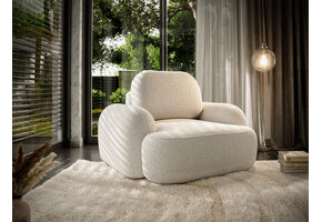 Showroommodel Fauteuil Morris - Teddy stof Wit - Pootje ingedeukt - Niet in originele verpakking - Kans op schade