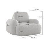 Showroommodel Fauteuil Morris - Teddy stof Wit - Pootje ingedeukt