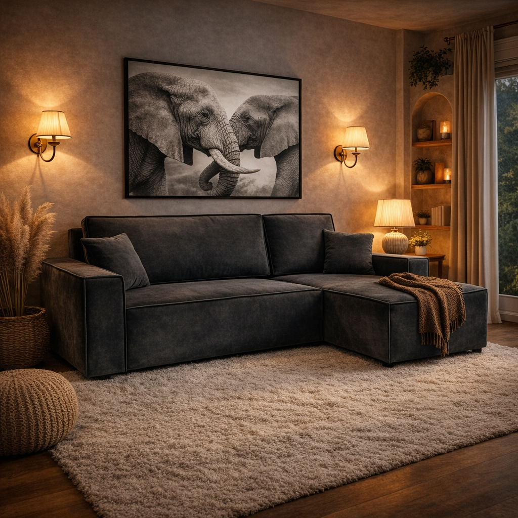 Slaapbank Velvet Karlo - Hoekbank 3-zits met opbergruimte - Universeel