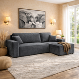 Slaapbank Velvet Karlo - Hoekbank 3-zits met opbergruimte - Universeel