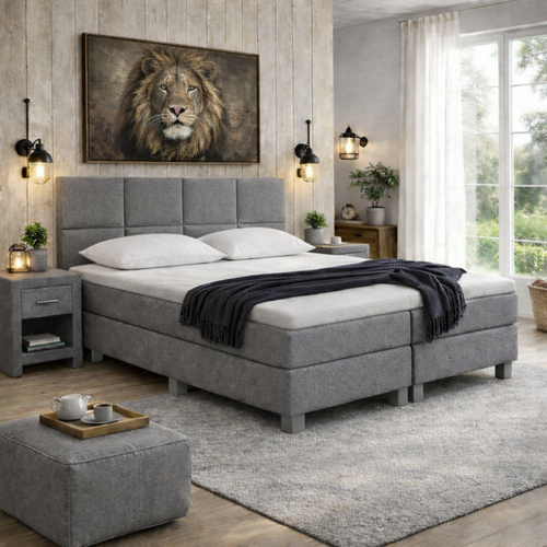 OP=OP Vaste Boxspring Levi 180 x 200 | Incl. Groot medium Pocketvering 300 veren m2