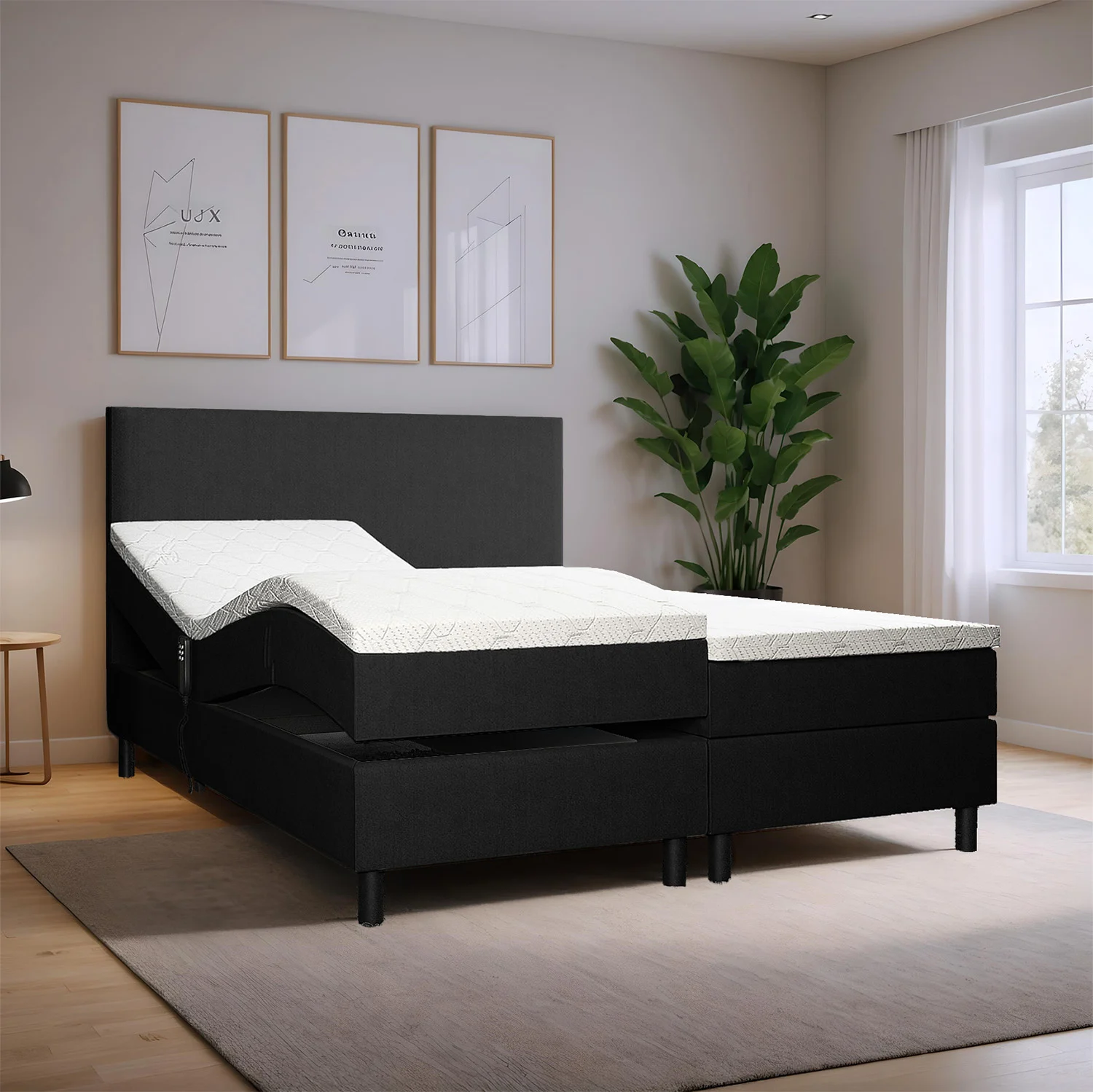 2dekans Elektrische Boxspring Basic 180 x 200 Zwart | Frame hapert - Niet in originele verpakking - Kans op schade