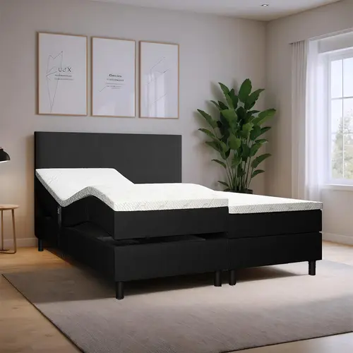 2dekans Elektrische Boxspring Basic 180 x 200 Zwart | Frame hapert - Niet in originele verpakking - Kans op schade
