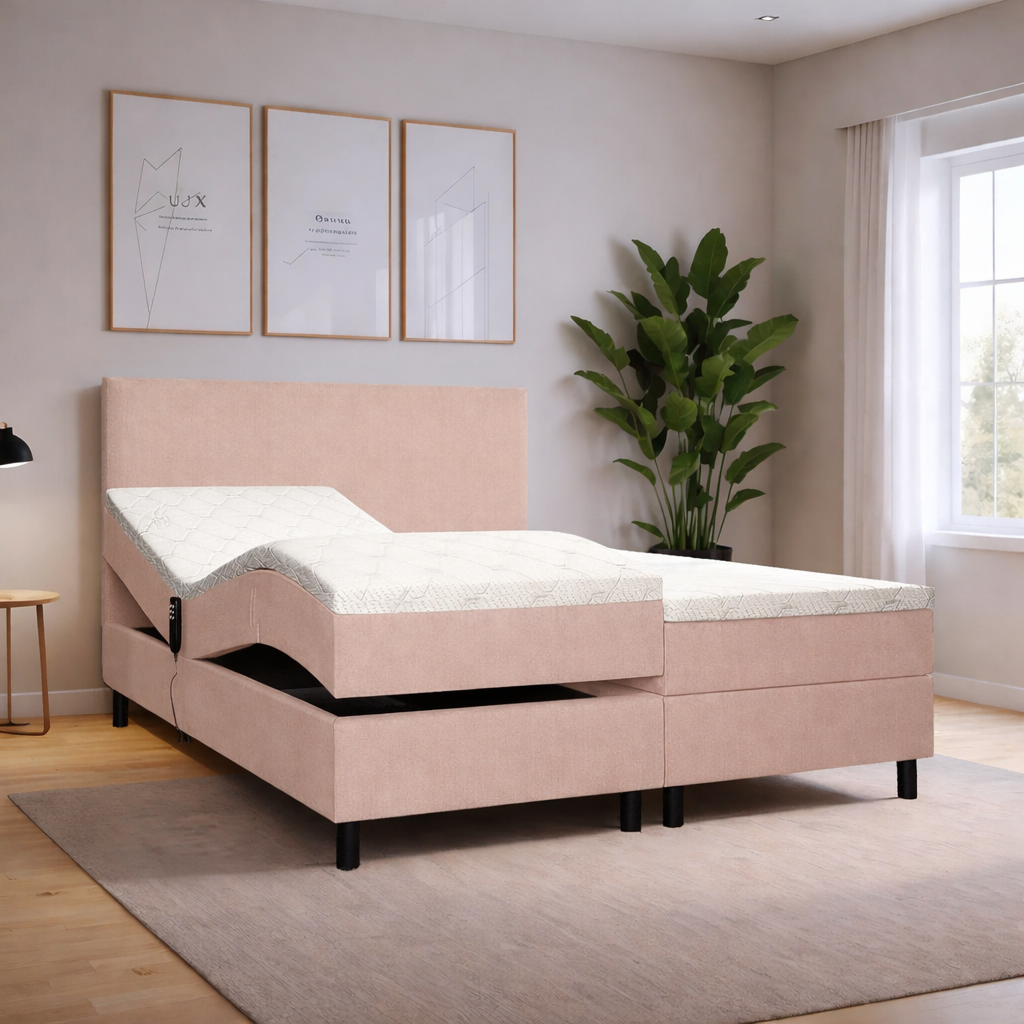 2dekans Elektrische Boxspring Basic 200 x 220 Beige | Incl. Voetbord (Niet in originele verpakking - Kans op schade)