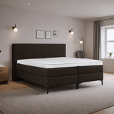 OP=OP Vaste Boxspring - Antislip - 160 x 200 Suede Antraciet | Incl. 2x Stevig Pocketvering 300 veren m2