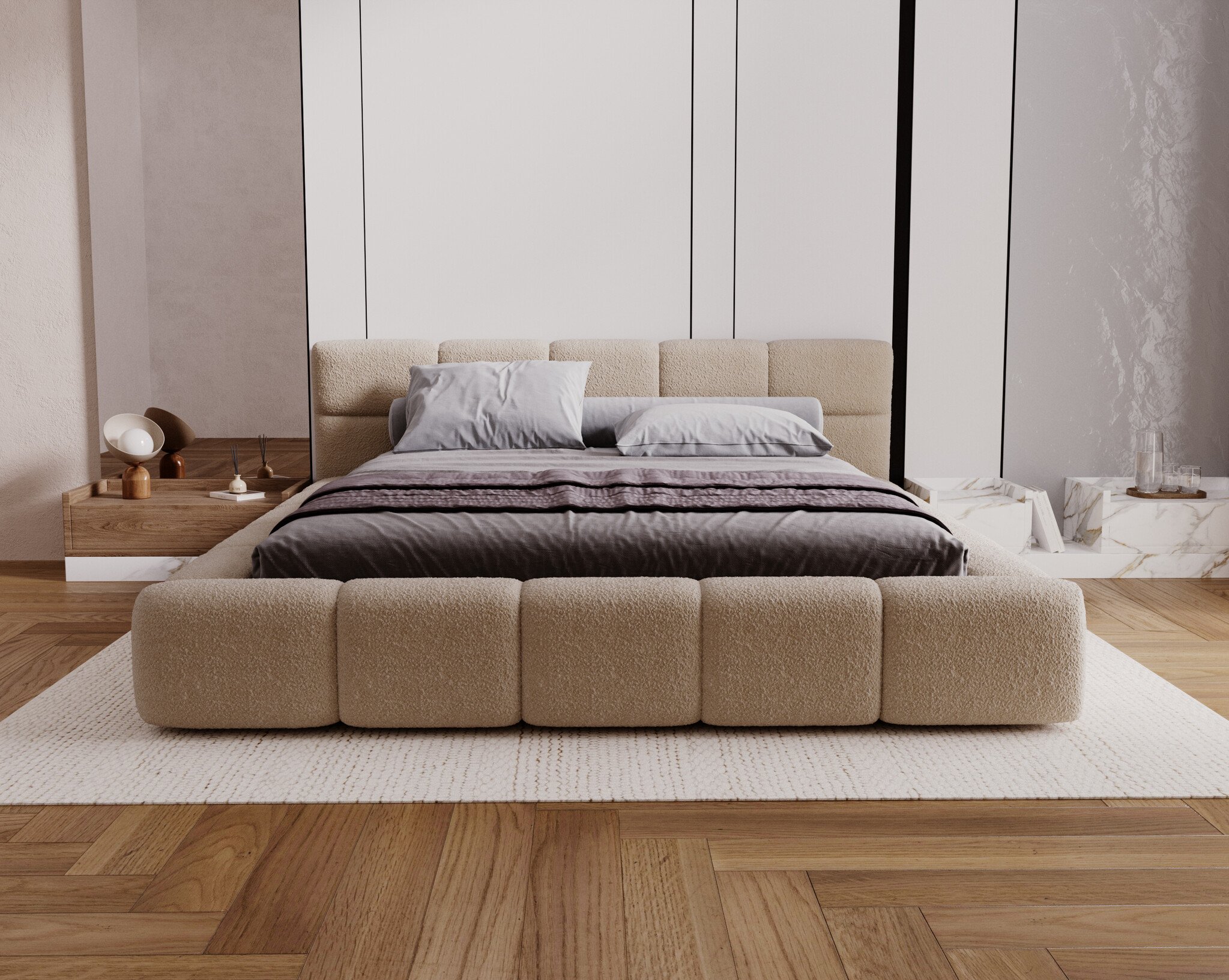 OP=OP Opberg Bed Coco | 180 x 200 Donker Beige